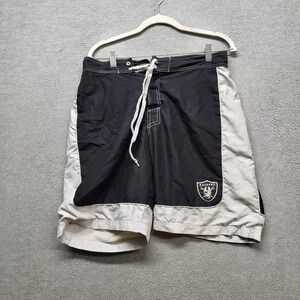 Las Vegas Raiders Men Swimwear M Black Gray Swin Trunks Team Logo Embroidery NFL